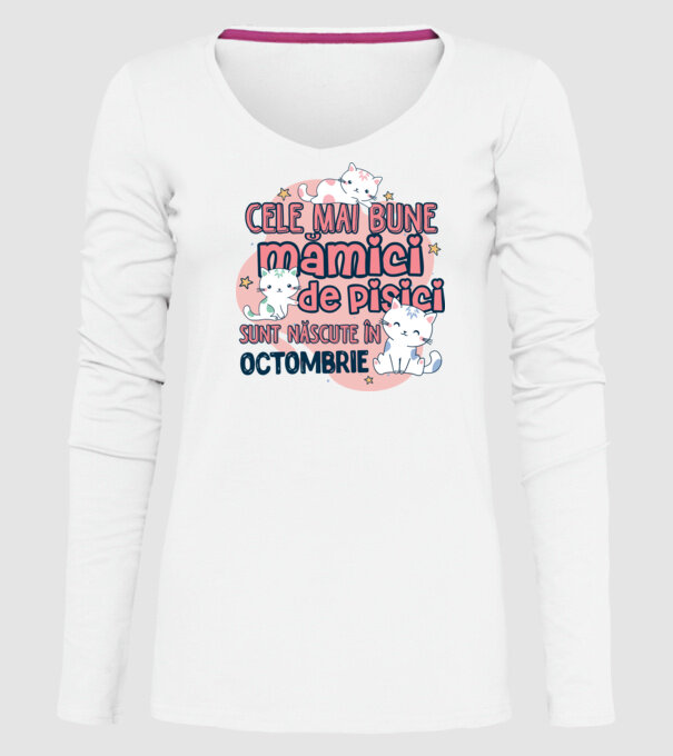 Cele mai bune mămici de pisici octombrie model alb pe tricou
