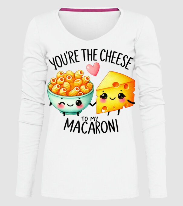 Cheese to my Macaroni model alb pe tricou