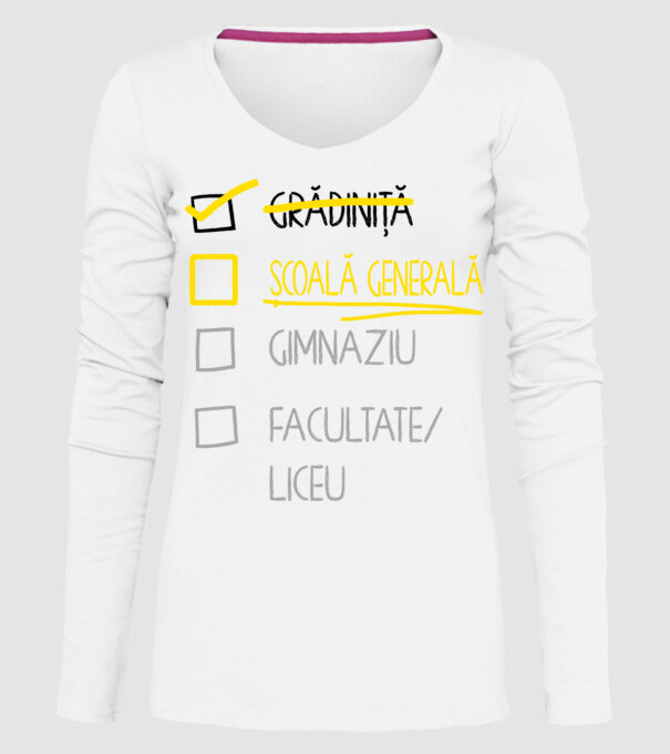 Cheklist educație - grădiniță alb model alb pe tricou