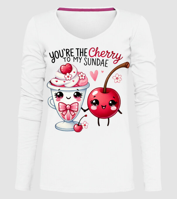 Cherry to my Sunday model alb pe tricou