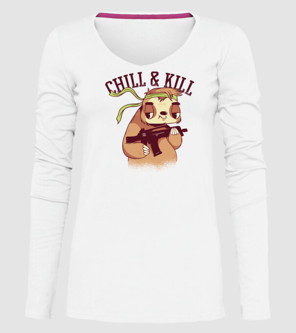 chill and kill model alb pe tricou