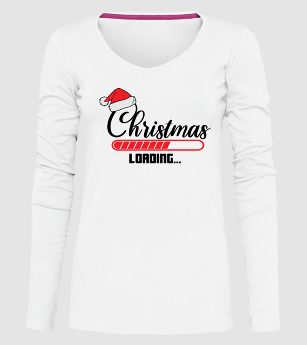 Christmas is loading model alb pe tricou