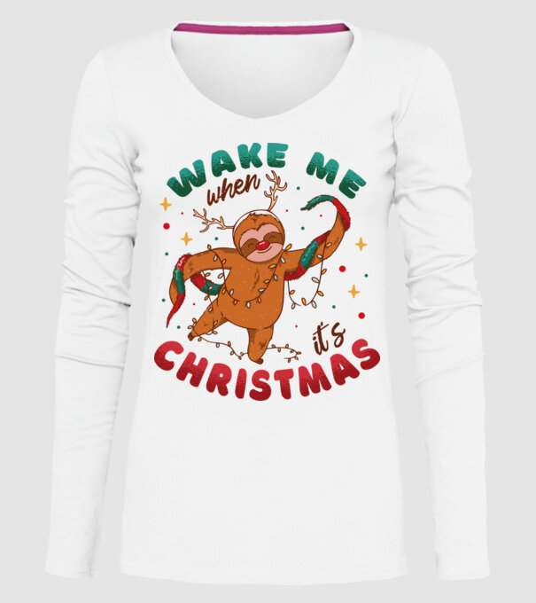 Christmas Sloth model alb pe tricou