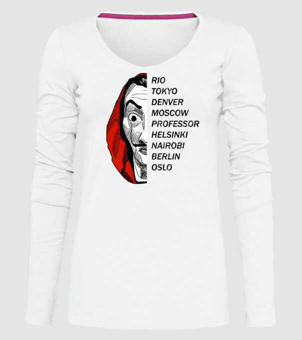 classic logo money heist white model alb pe tricou