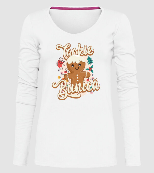 Cookie bunică model alb pe tricou