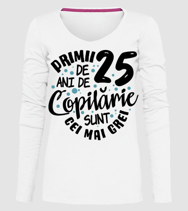 Copilărie 25 de ani model alb pe tricou