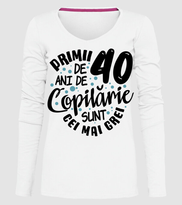 Copilărie 40 de ani model alb pe tricou