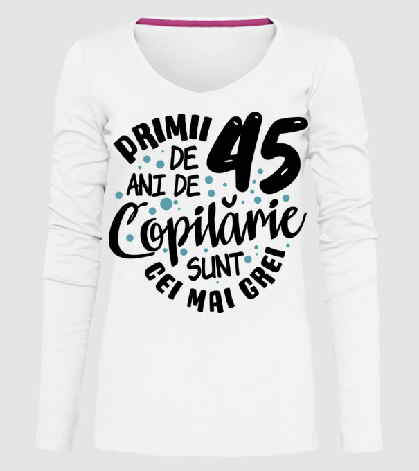 Copilărie 45 de ani model alb pe tricou