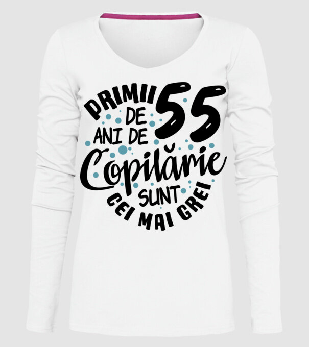 Copilărie 55 de ani model alb pe tricou