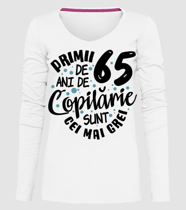 Copilărie 65 de ani model alb pe tricou