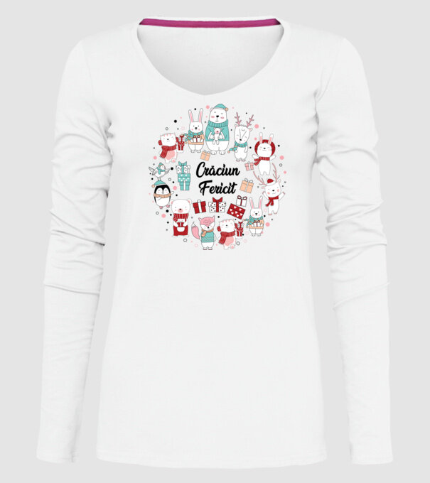 Crăciun Fericit model alb pe tricou