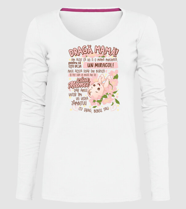 Cu drag, bebele tău model alb pe tricou
