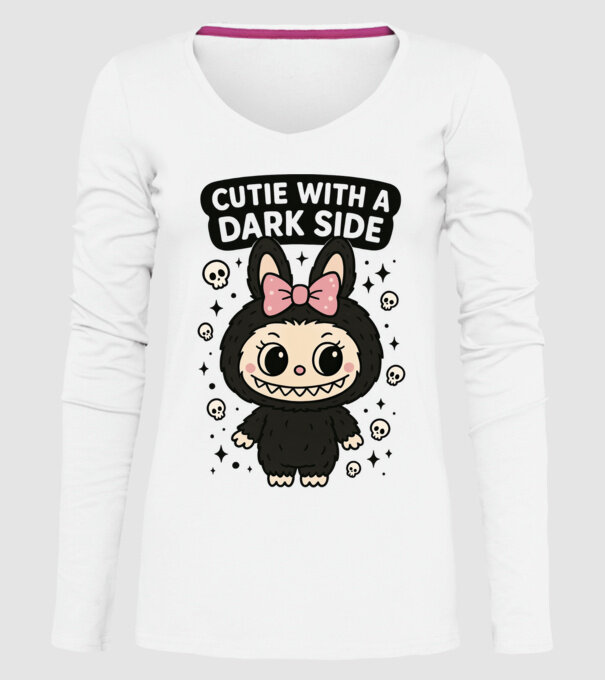Cutie with a dark side model alb pe tricou