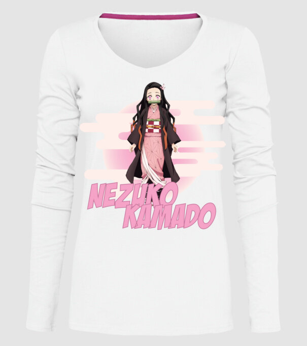 Demon Slayer Nezuko model alb pe tricou