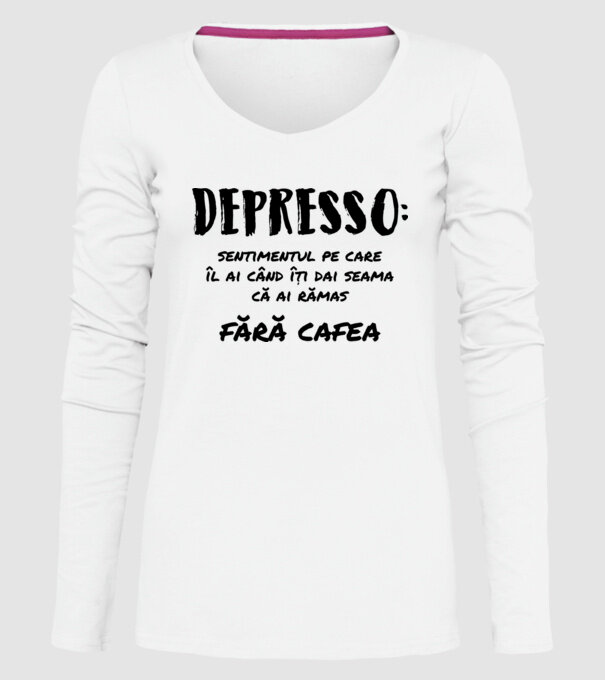 depresie: sentimentul pe care îl ai când îți dai seama că ai rămas fără cafea model alb pe tricou