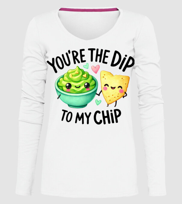 Dip to my Chip model alb pe tricou
