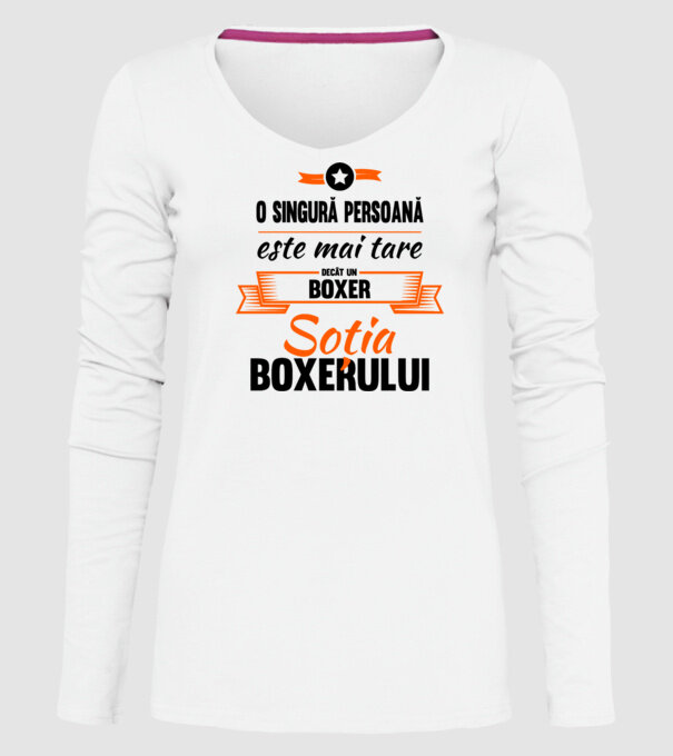 doar o persoană este mai tare decât un boxer, soția boxerului model alb pe tricou