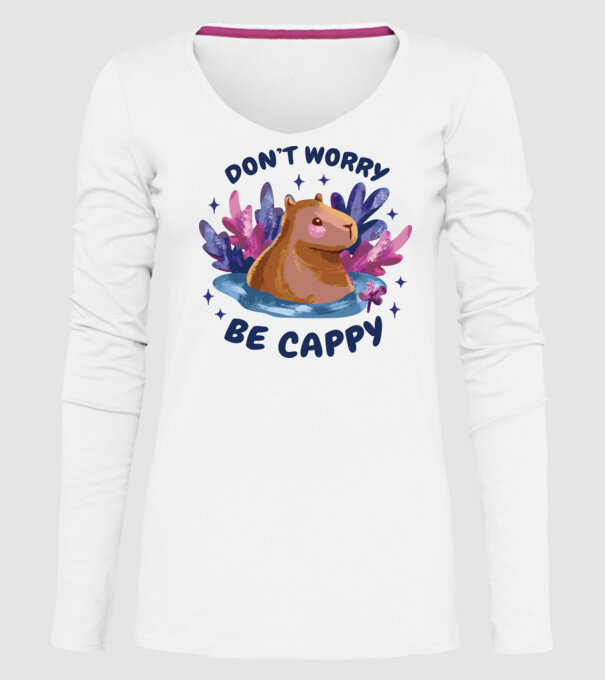 Don't worry be Cappy - capibară model alb pe tricou