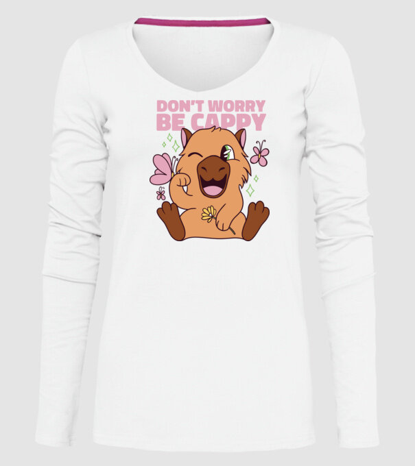 Don't worry be cappy - capibară model alb pe tricou
