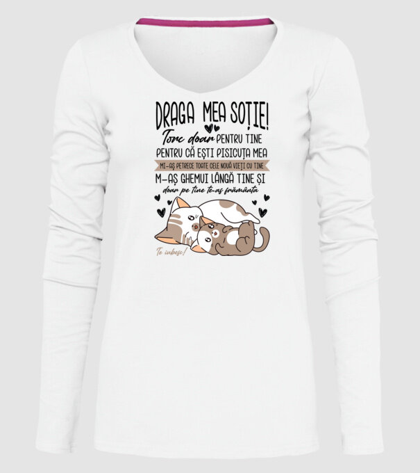 Draga mea soție model alb pe tricou