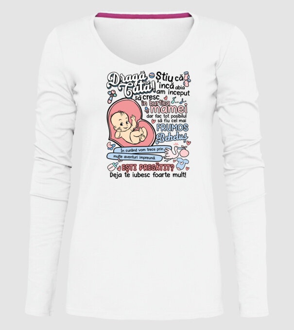Dragă tată model alb pe tricou