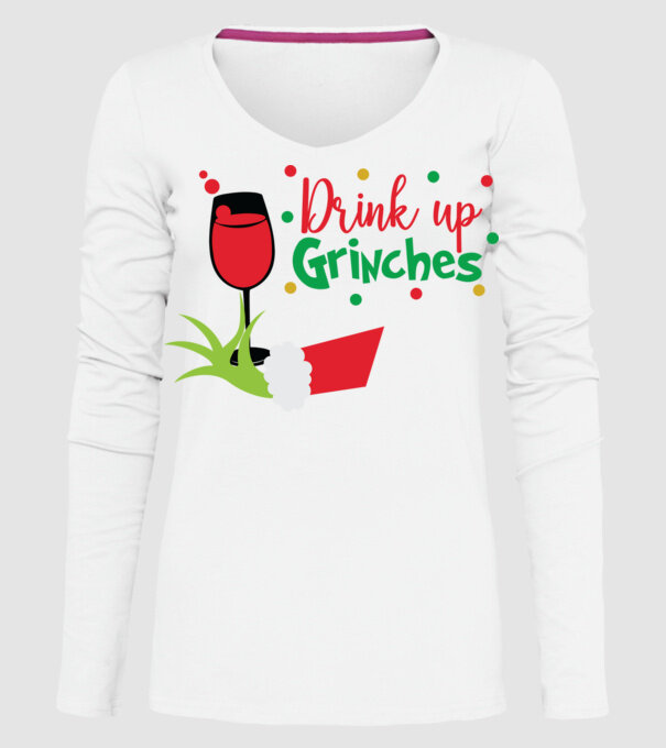 Drink up Grinches model alb pe tricou