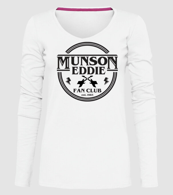 eddie munson fan club est 1983 model alb pe tricou
