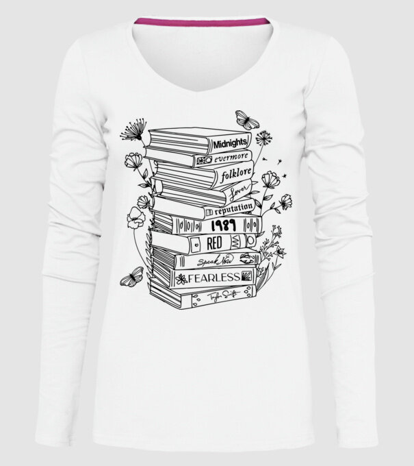 Eras tour books model alb pe tricou