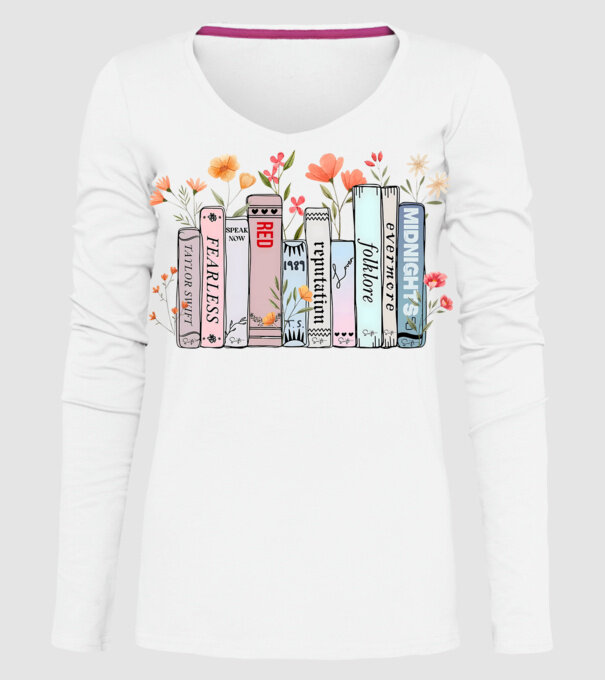 Eras tour books color model alb pe tricou