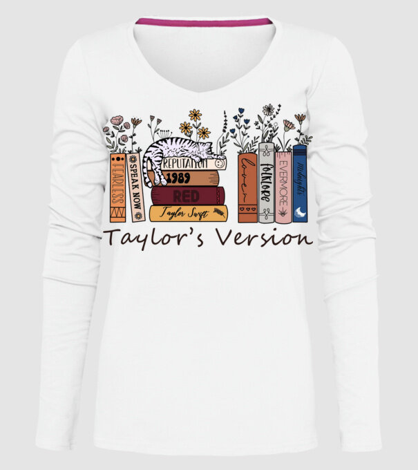 Eras tour books color cat model alb pe tricou