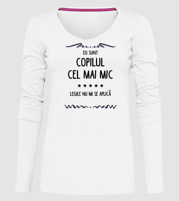 Eu sunt copilul cel mai mic, legile nu mi se aplică model alb pe tricou