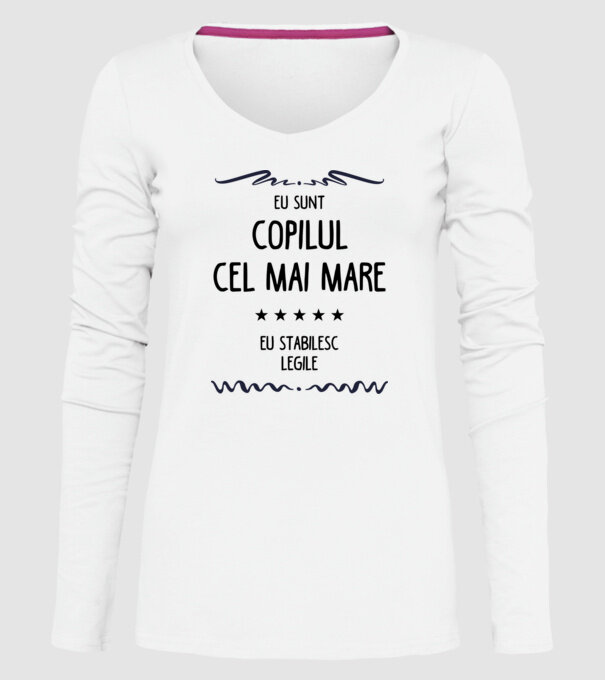 Eu sunt copilul cel mai mare, eu stabilesc legile model alb pe tricou