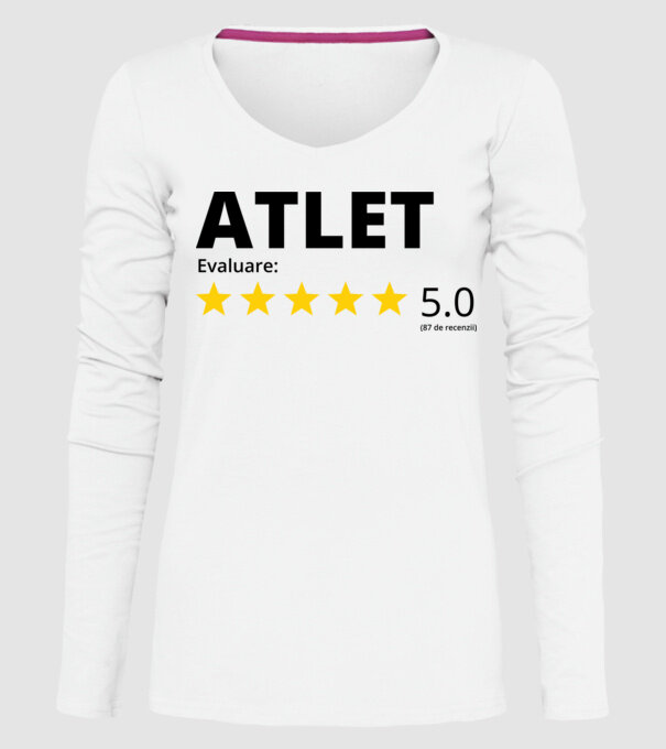 Evaluare 5 ATLET model alb pe tricou