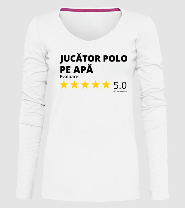 Evaluare 5 JUCĂTOR POLO PE APĂ model alb pe tricou