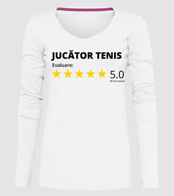 Evaluare 5 JUCĂTOR de TENIS model alb pe tricou