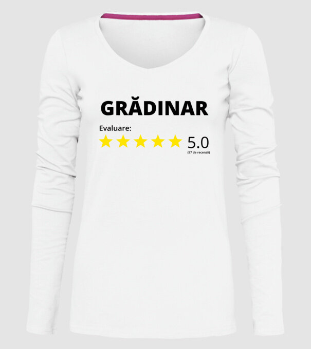 Evaluare Grădinar model alb pe tricou