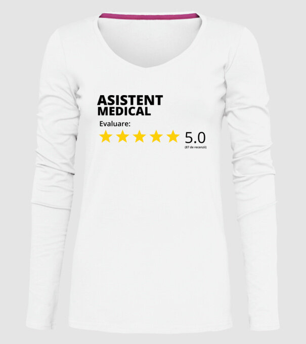 Evaluare - ASISTENT MEDICAL model alb pe tricou