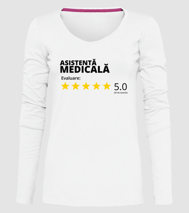 Evaluare - ASISTENTĂ MEDICALĂ model alb pe tricou