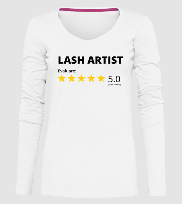 Evaluare - LASH ARTIST model alb pe tricou