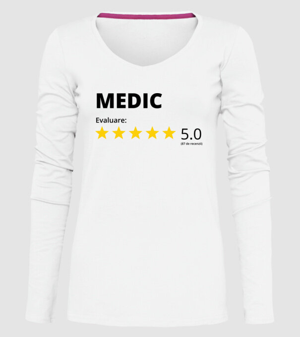 Evaluare - MEDIC model alb pe tricou