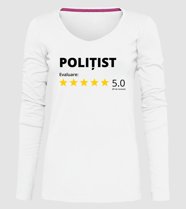 Evaluare - POLIȚIST model alb pe tricou