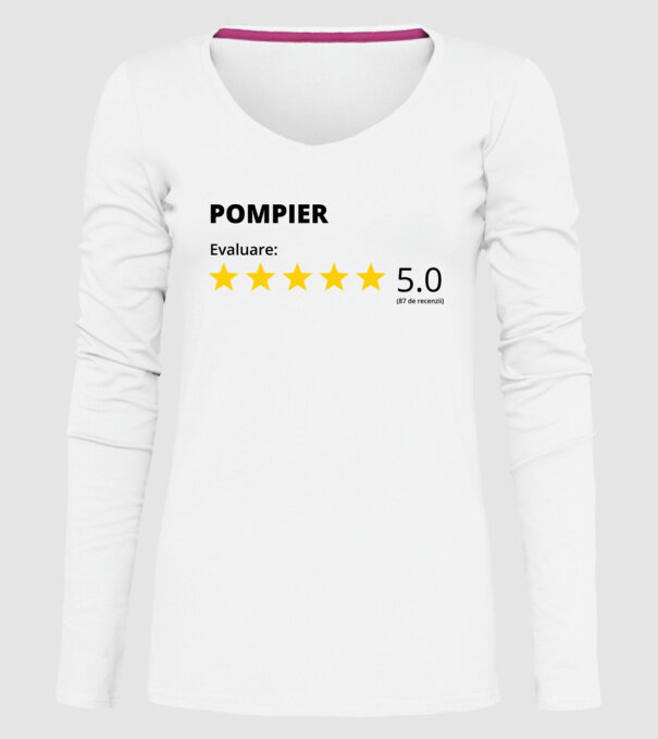 Evaluare - POMPIER model alb pe tricou