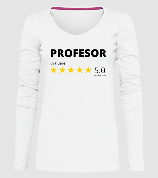 Evaluare - PROFESOR model alb pe tricou
