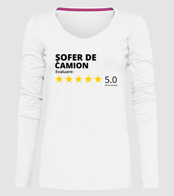 Evaluare - ȘOFER DE CAMION model alb pe tricou