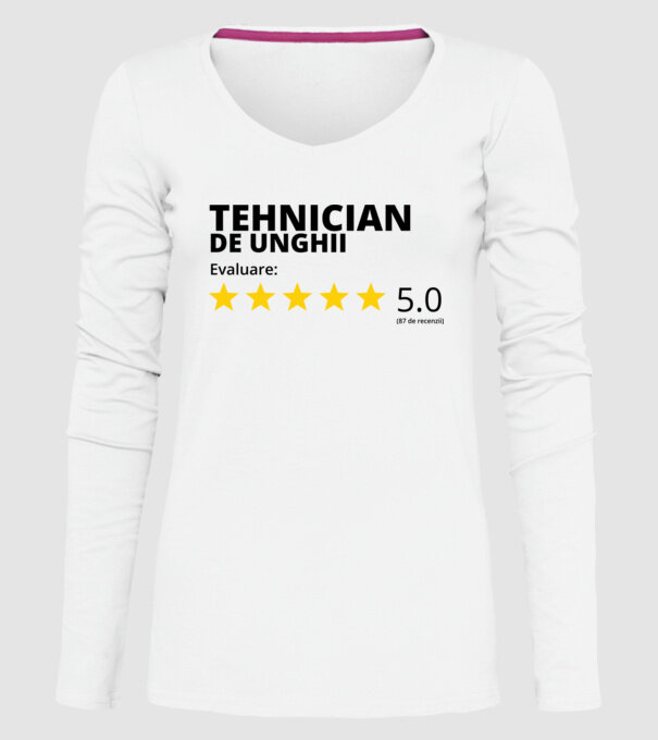 Evaluare - TEHNICIAN DE UNGHII model alb pe tricou