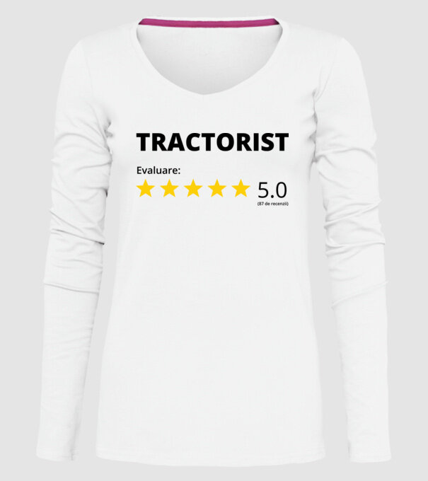 Evaluare - TRACTORIST model alb pe tricou