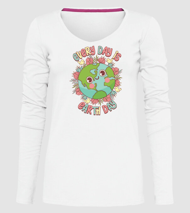 Every day is earth day cute model alb pe tricou