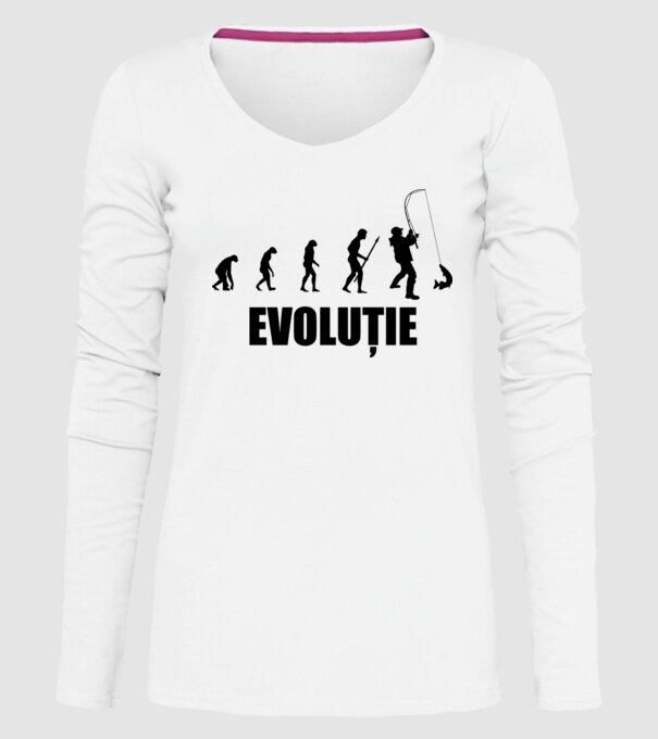Evoluție Pescuit model alb pe tricou