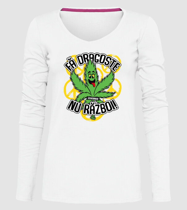 fă dragoste, nu război! (cenzurat) model alb pe tricou
