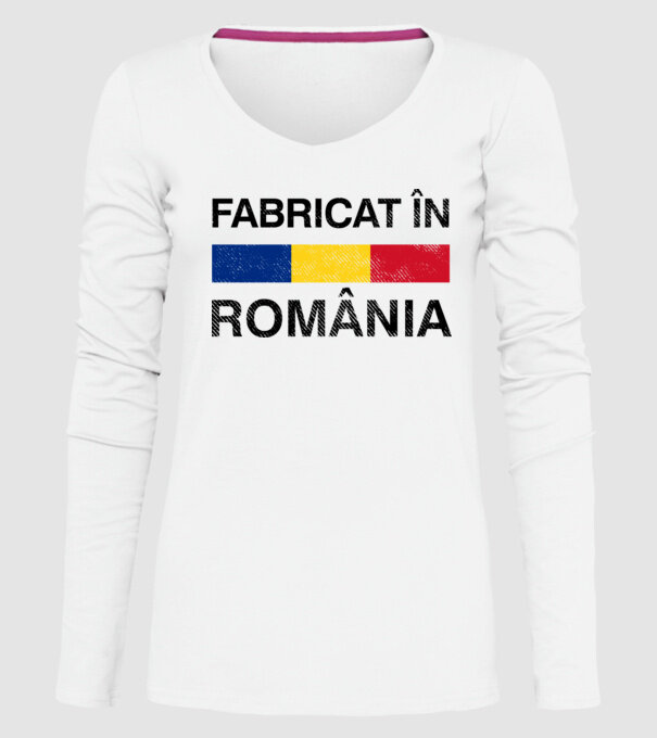 Fabricat în România model alb pe tricou